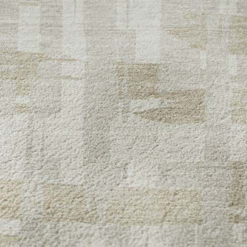 8' X 10' Ivory And Tan Striped Washable Area Rug With UV Protection
