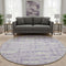 8' Lavender And Ivory Striped Washable Round Rug With UV Protection