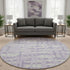 8' Lavender And Ivory Striped Washable Round Rug With UV Protection