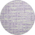 8' Lavender And Ivory Striped Washable Round Rug With UV Protection