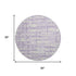 8' Lavender And Ivory Striped Washable Round Rug With UV Protection