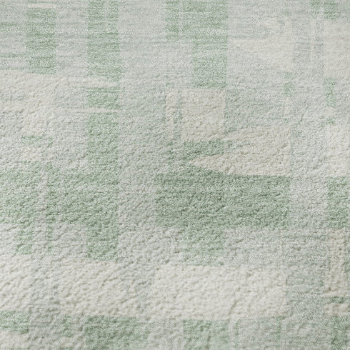 5' X 8' Mint Green And Ivory Striped Washable Area Rug With UV Protection