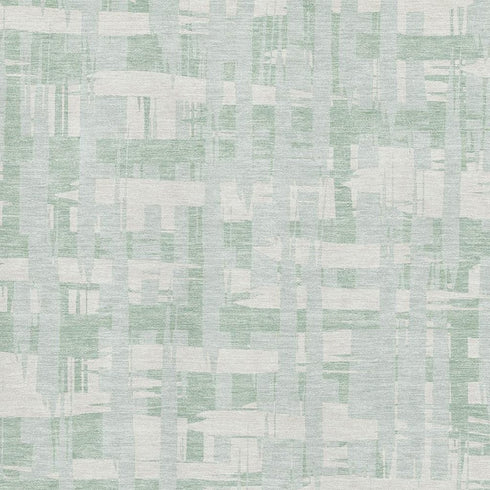 5' X 8' Mint Green And Ivory Striped Washable Area Rug With UV Protection