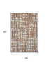 5' X 8' Rust And Ivory Striped Washable Area Rug With UV Protection