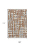 9' X 12' Rust And Ivory Striped Washable Area Rug With UV Protection