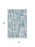 8' X 10' Teal And Ivory Striped Washable Area Rug With UV Protection