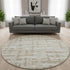 8' Taupe And Beige Striped Washable Round Rug With UV Protection