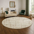 8' Taupe And Beige Striped Washable Round Rug With UV Protection