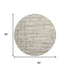8' Taupe And Beige Striped Washable Round Rug With UV Protection