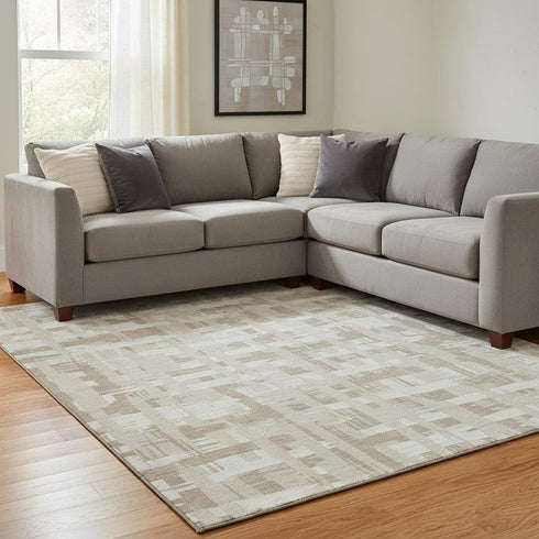 8' X 10' Taupe And Beige Striped Washable Area Rug With UV Protection