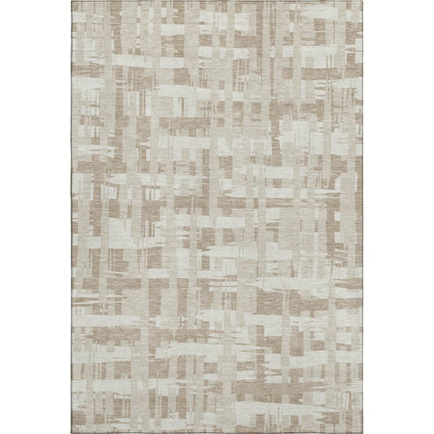 8' X 10' Taupe And Beige Striped Washable Area Rug With UV Protection