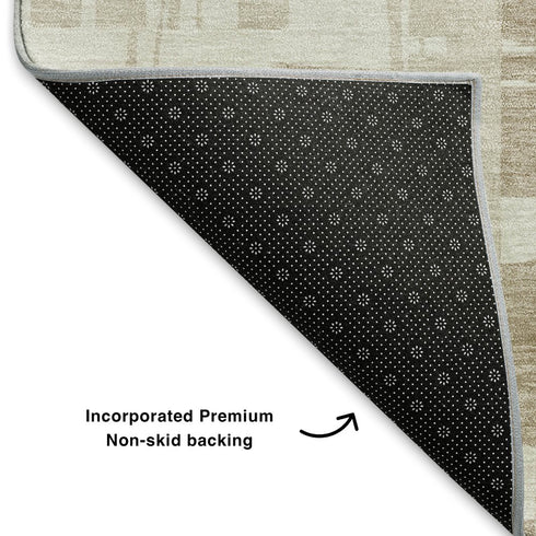 8' X 10' Taupe And Beige Striped Washable Area Rug With UV Protection