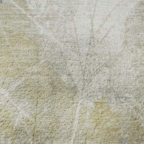 5' X 8' Beige And Tan Floral Washable Area Rug With UV Protection