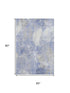 5' X 8' Denim Blue And Ivory Floral Washable Area Rug With UV Protection