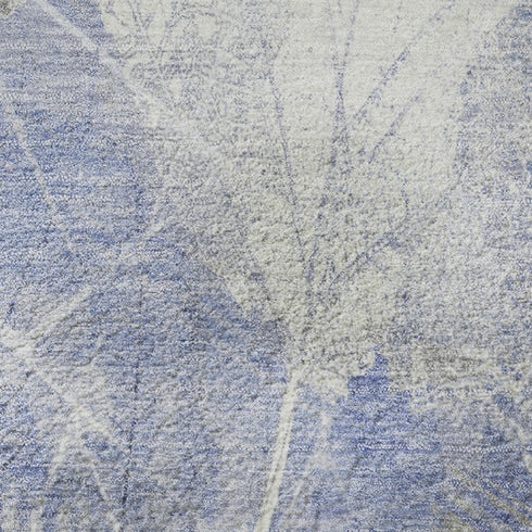 5' X 8' Denim Blue And Ivory Floral Washable Area Rug With UV Protection