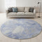 8' Denim Blue And Ivory Floral Washable Round Rug With UV Protection