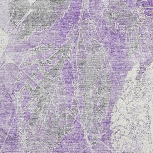 5' X 8' Lavender And Ivory Floral Washable Area Rug With UV Protection