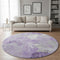 8' Lavender And Ivory Floral Washable Round Rug With UV Protection