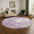 8' Lavender And Ivory Floral Washable Round Rug With UV Protection