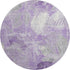 8' Lavender And Ivory Floral Washable Round Rug With UV Protection