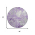 8' Lavender And Ivory Floral Washable Round Rug With UV Protection