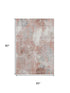 5' X 8' Salmon And Ivory Floral Washable Area Rug With UV Protection