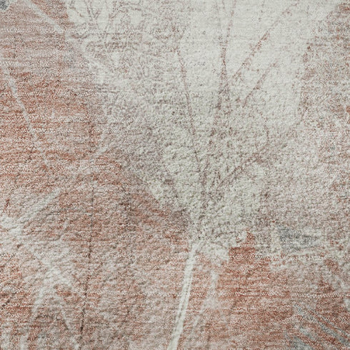 8' X 10' Salmon And Ivory Floral Washable Area Rug With UV Protection