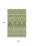 8' X 10' Green And Copper Tribal Washable Area Rug With UV Protection