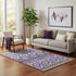 5' X 8' Purple And Fern Green Tribal Washable Area Rug With UV Protection
