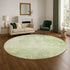 8' Artichoke Green And Ivory Abstract Washable Round Rug With UV Protection