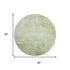 8' Artichoke Green And Ivory Abstract Washable Round Rug With UV Protection