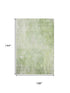 9' X 12' Artichoke Green And Ivory Abstract Washable Area Rug With UV Protection