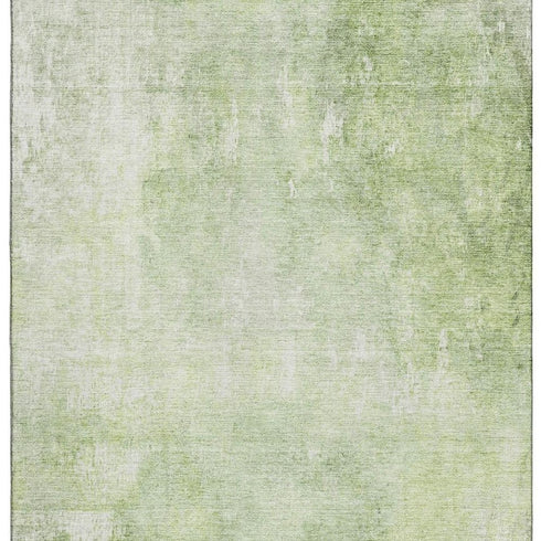 9' X 12' Artichoke Green And Ivory Abstract Washable Area Rug With UV Protection
