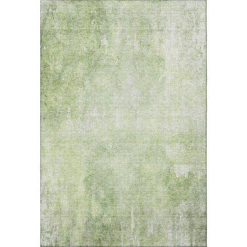 9' X 12' Artichoke Green And Ivory Abstract Washable Area Rug With UV Protection