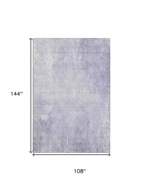 9' X 12' Lavender And Ivory Abstract Washable Area Rug With UV Protection