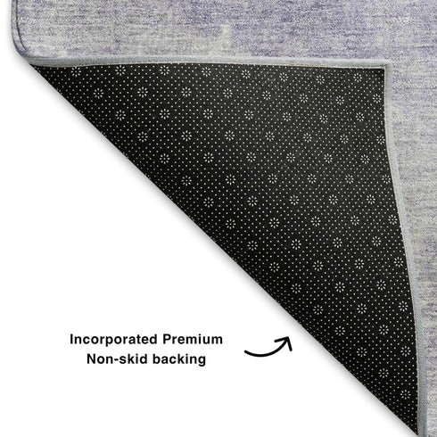 9' X 12' Lavender And Ivory Abstract Washable Area Rug With UV Protection