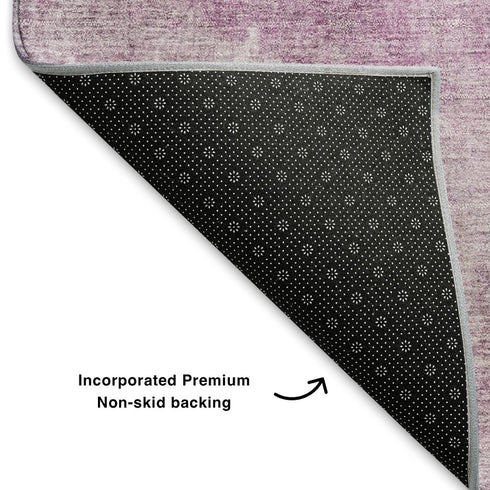 5' X 8' Pink And Ivory Abstract Washable Area Rug With UV Protection