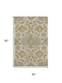 5' X 8' Beige And Tan Floral Medallion Washable Area Rug With UV Protection