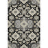 5' X 8' Black And Beige Floral Medallion Washable Area Rug With UV Protection