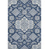 5' X 8' Blue And Ivory Floral Medallion Washable Area Rug With UV Protection