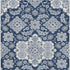 5' X 8' Blue And Ivory Floral Medallion Washable Area Rug With UV Protection
