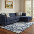 8' X 10' Blue And Ivory Floral Medallion Washable Area Rug With UV Protection