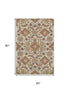 5' X 8' Copper And Beige Floral Medallion Washable Area Rug With UV Protection