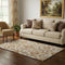 5' X 8' Copper And Beige Floral Medallion Washable Area Rug With UV Protection