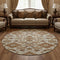 8' Copper And Beige Floral Medallion Washable Round Rug With UV Protection