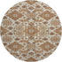 8' Copper And Beige Floral Medallion Washable Round Rug With UV Protection