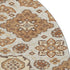 8' Copper And Beige Floral Medallion Washable Round Rug With UV Protection