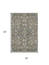 5' X 8' Coffee And Gray Floral Medallion Washable Area Rug With UV Protection