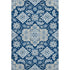 5' X 8' Navy Blue And Ivory Floral Medallion Washable Area Rug With UV Protection