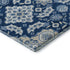 5' X 8' Navy Blue And Ivory Floral Medallion Washable Area Rug With UV Protection